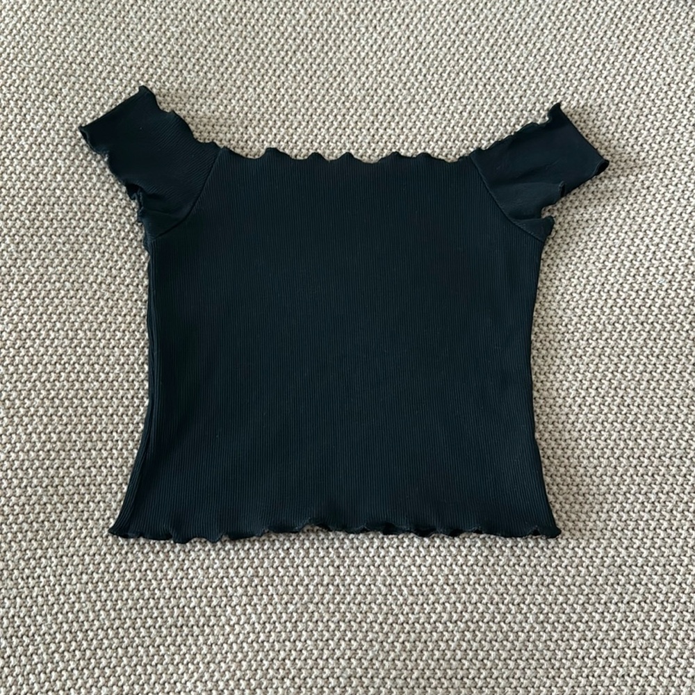 Ruffled off the shoulder crop top